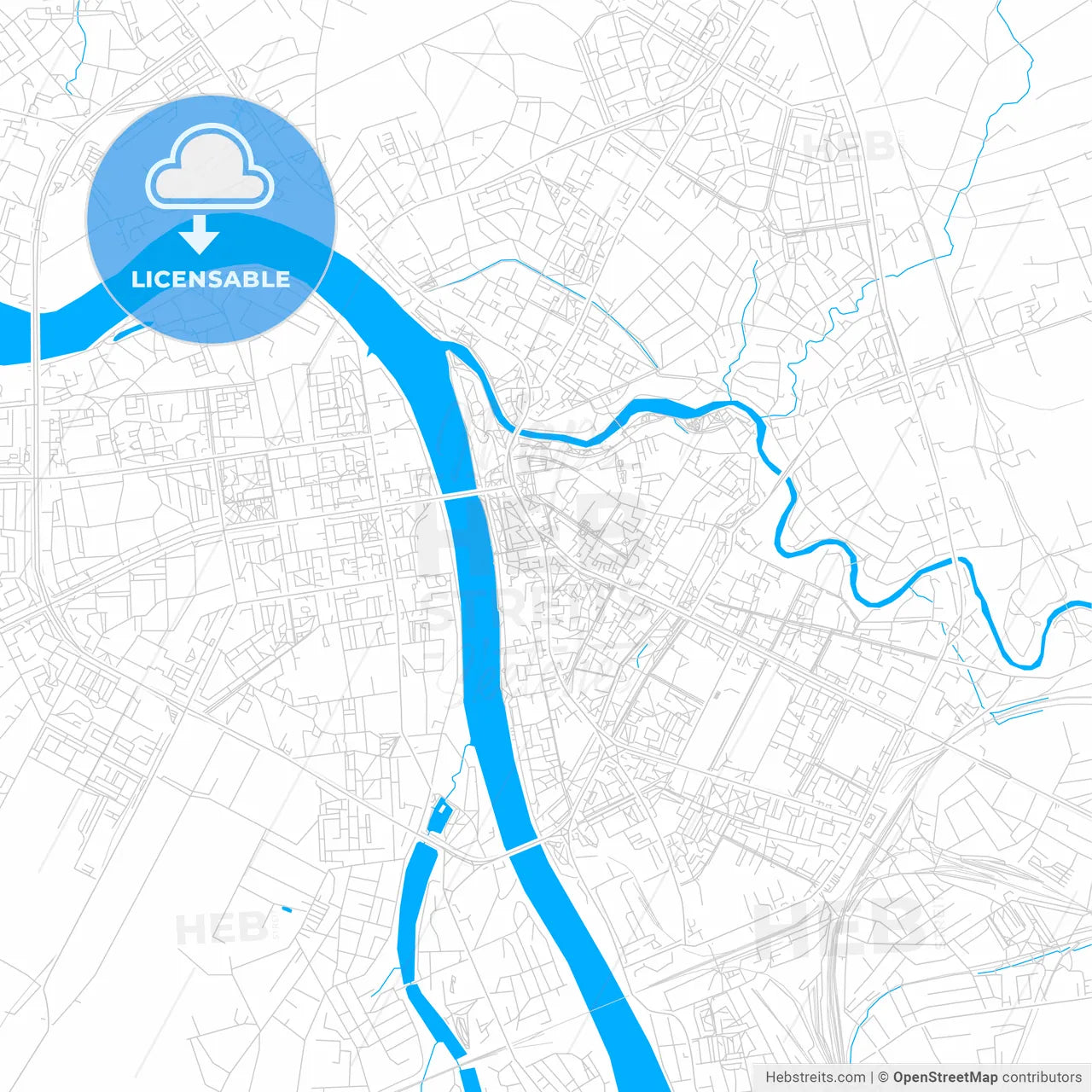 Pskov, Russia bright two-toned vector map