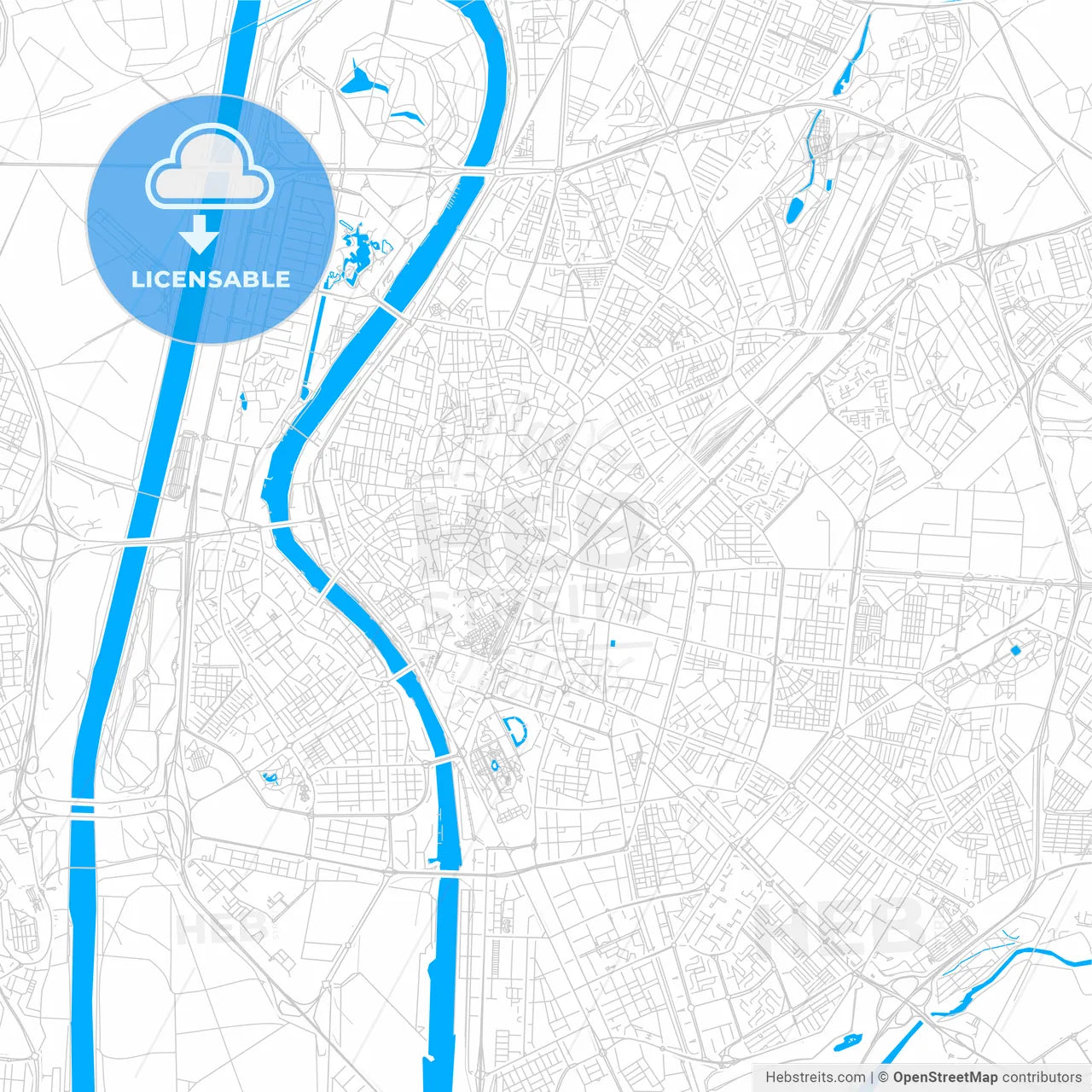 Sevilla, Spain bright two-toned vector map