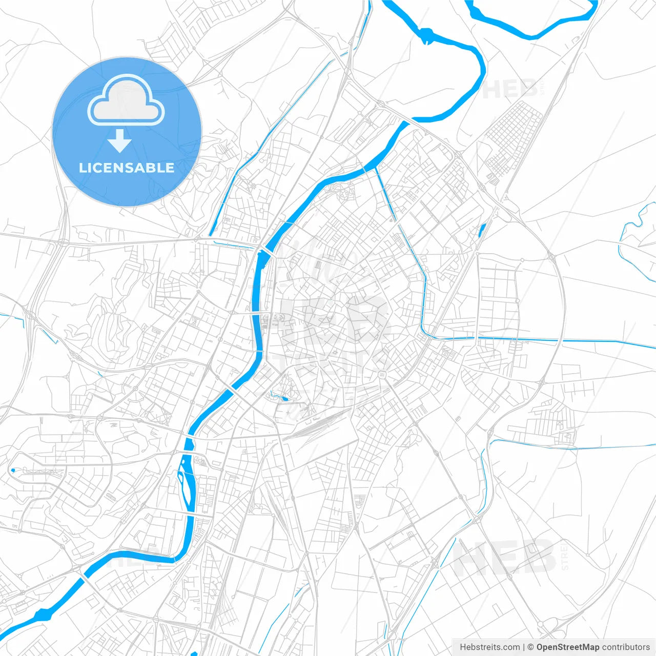 Valladolid, Spain bright two-toned vector map