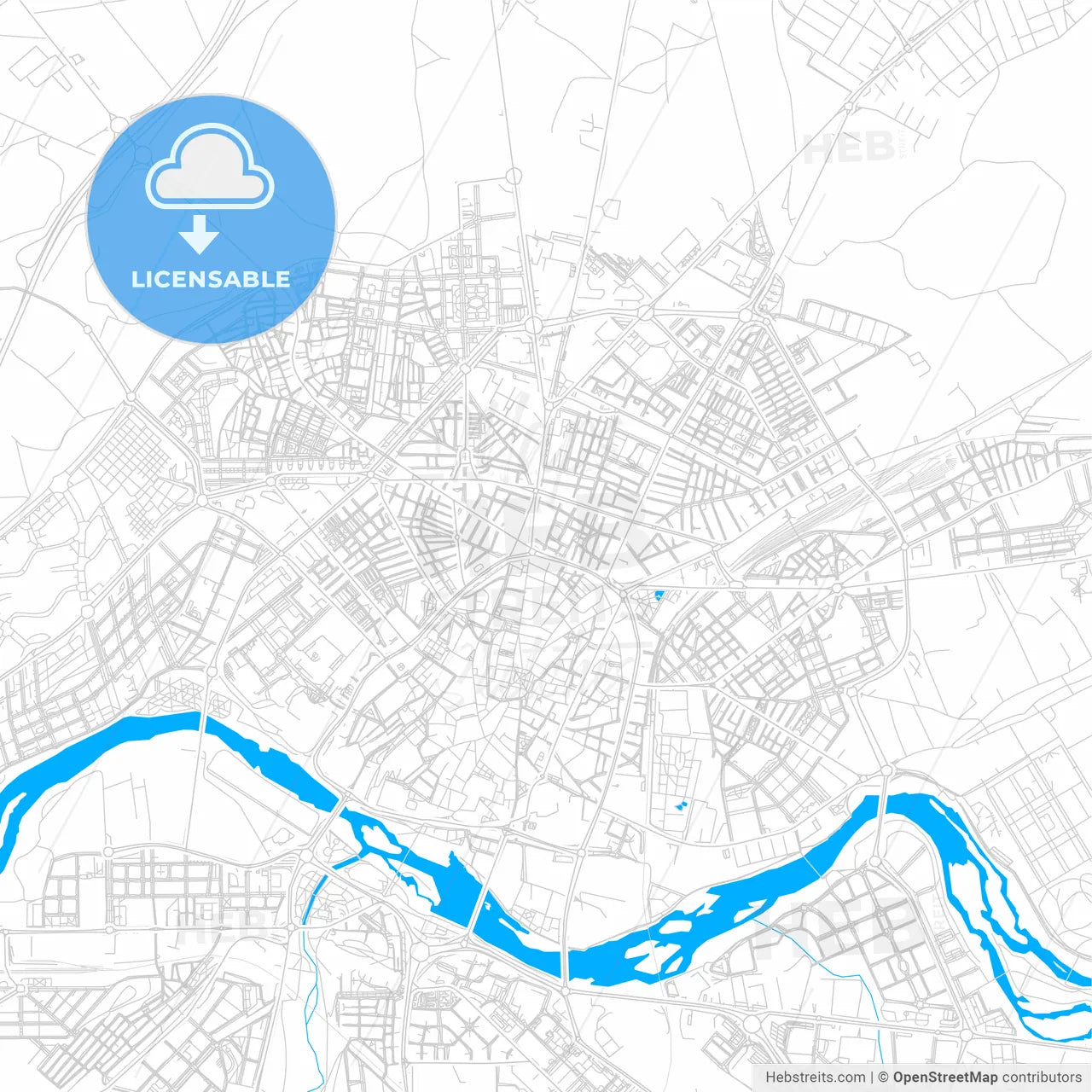Salamanca, Spain bright two-toned vector map