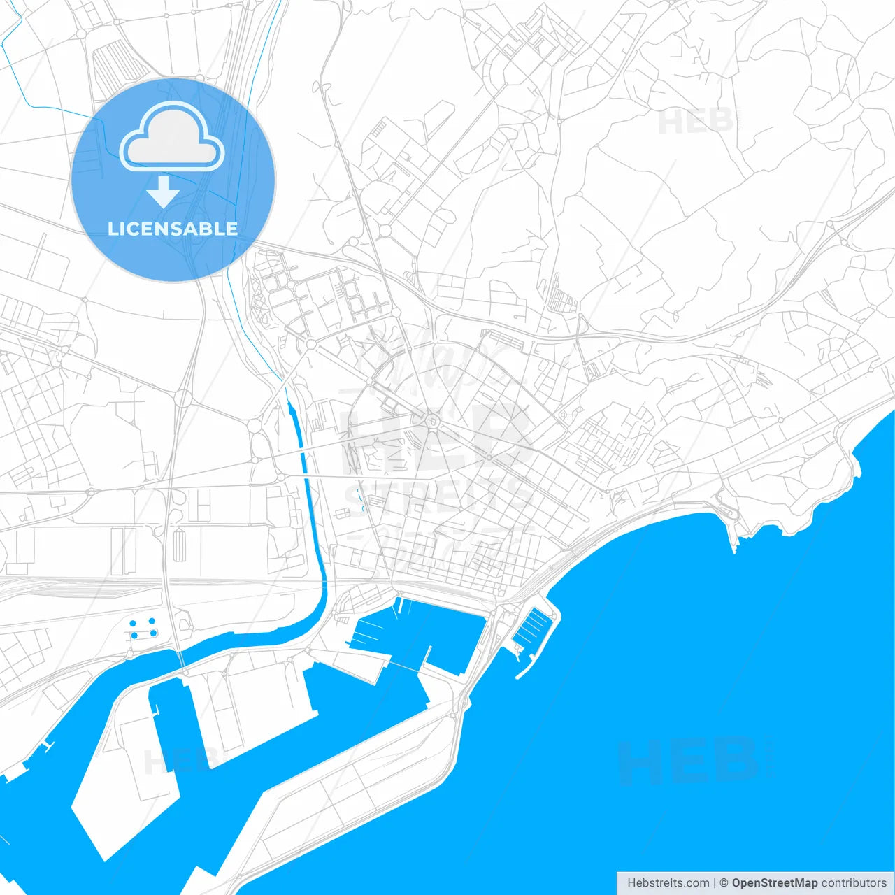 Tarragona, Spain bright two-toned vector map