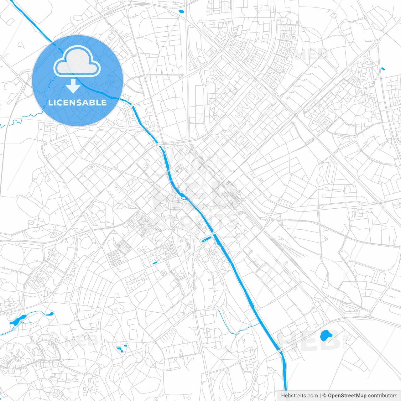 Uppsala, Sweden bright two-toned vector map