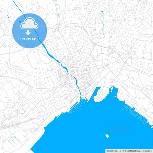 Västerås, Sweden bright two-toned vector map