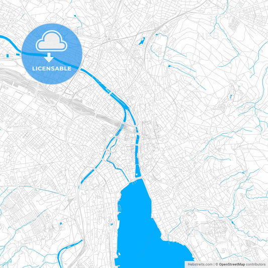 Zürich, Switzerland bright two-toned vector map