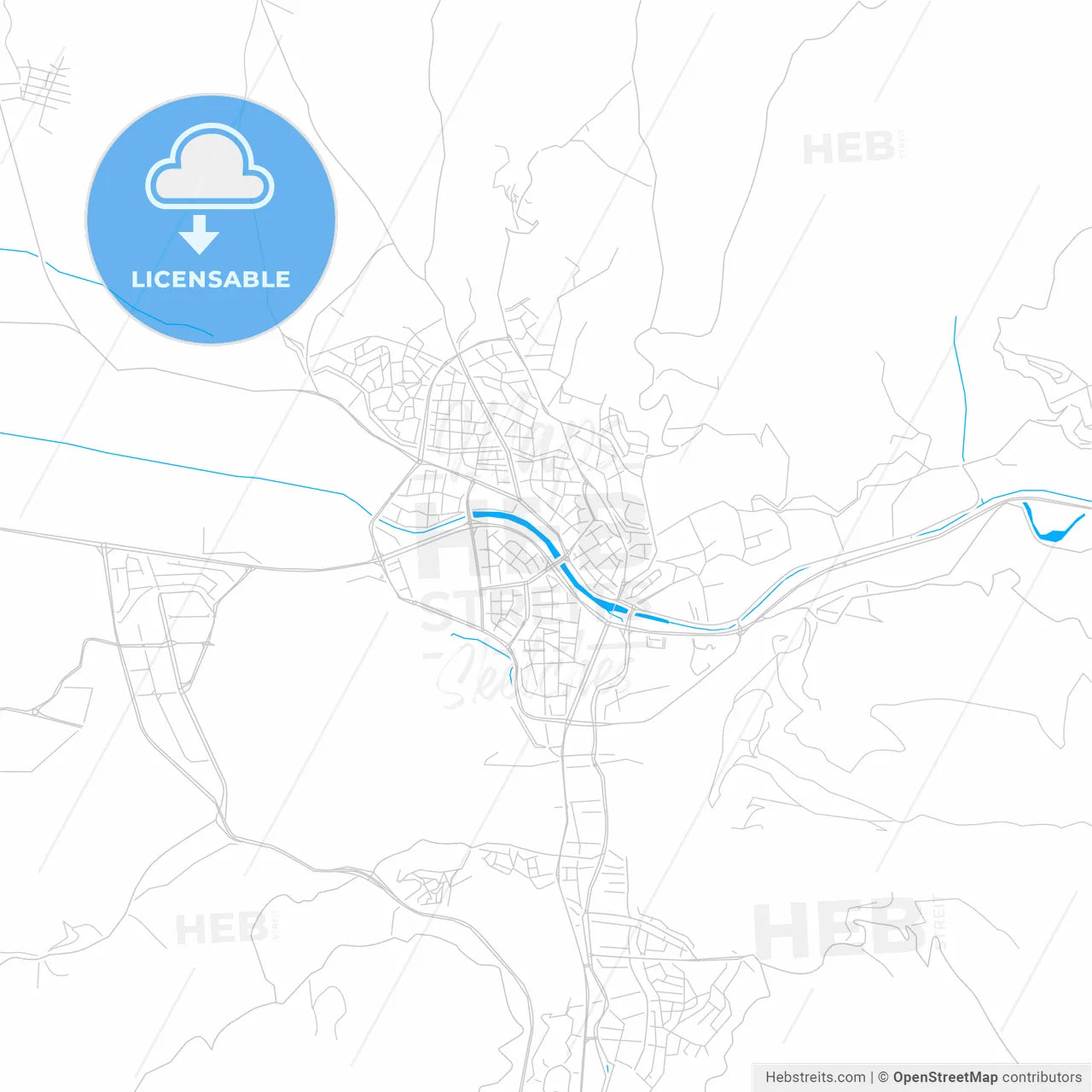Tokat, Turkey bright two-toned vector map