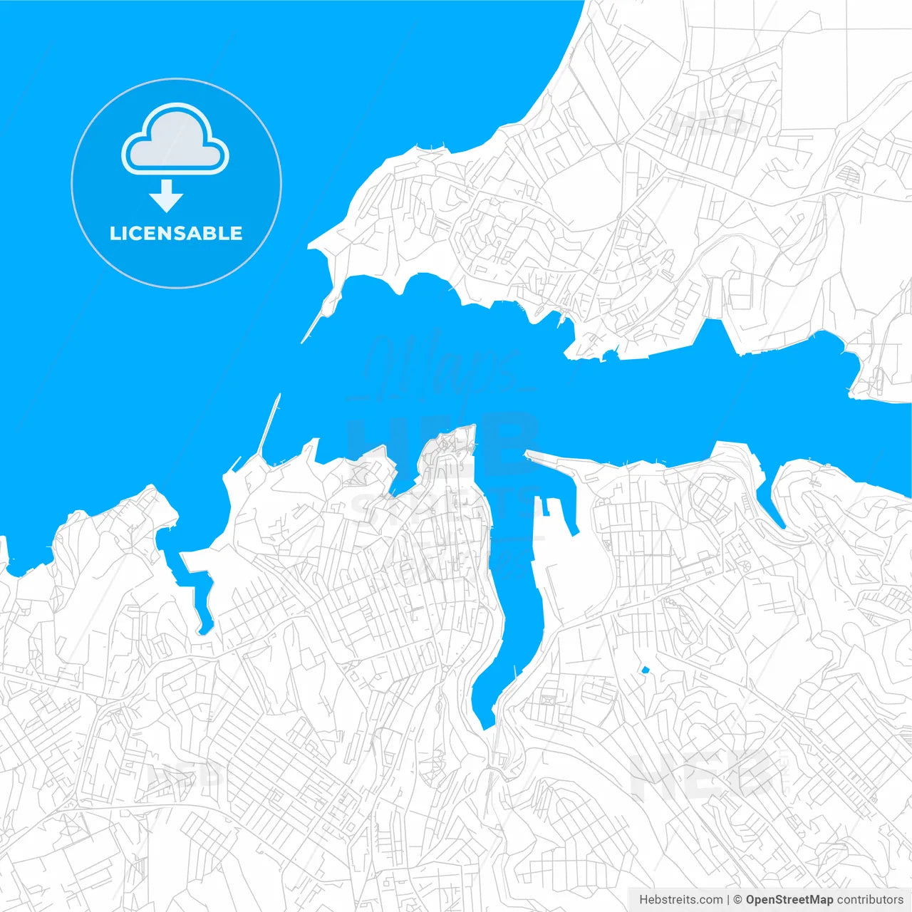 Sevastopol, Ukraine bright two-toned vector map