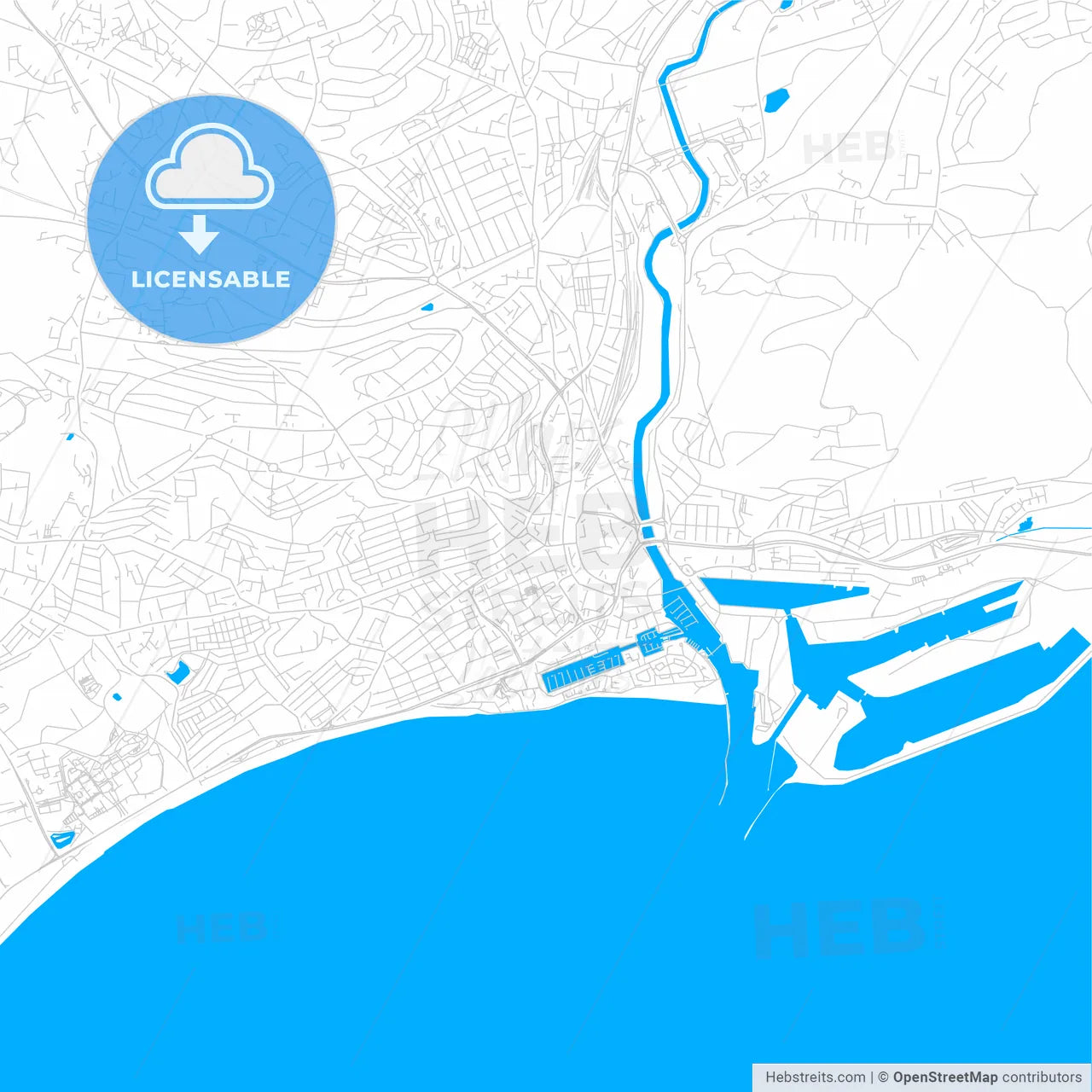 Swansea, Wales bright two-toned vector map