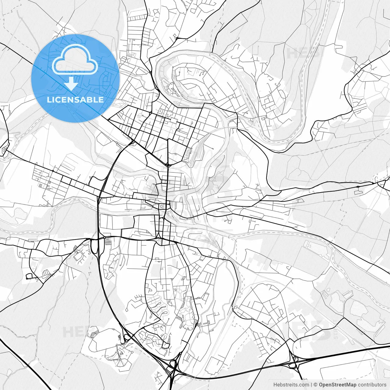 Vector PDF map of Charleville-Mézières, France
