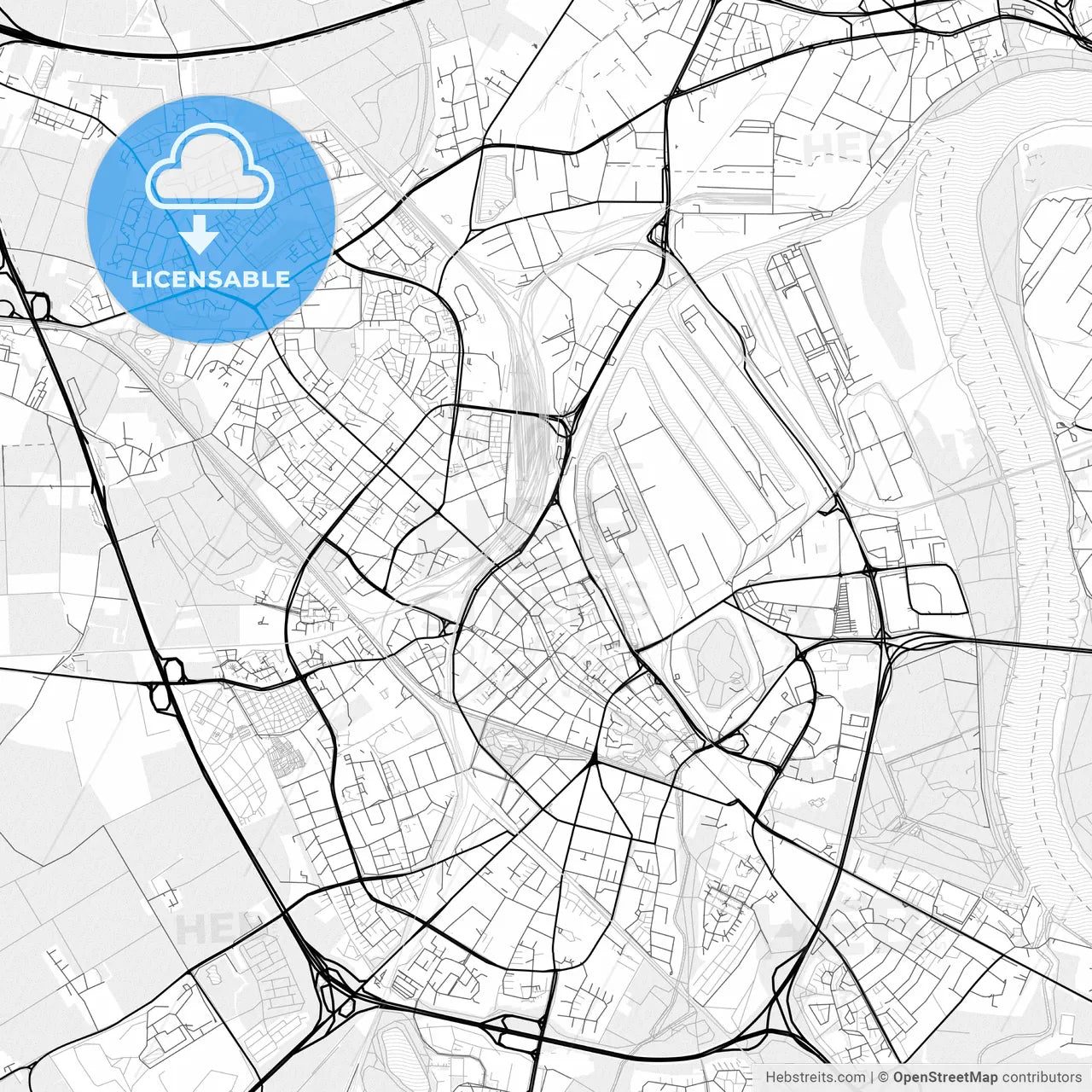 Vector PDF map of Neuss, Germany
