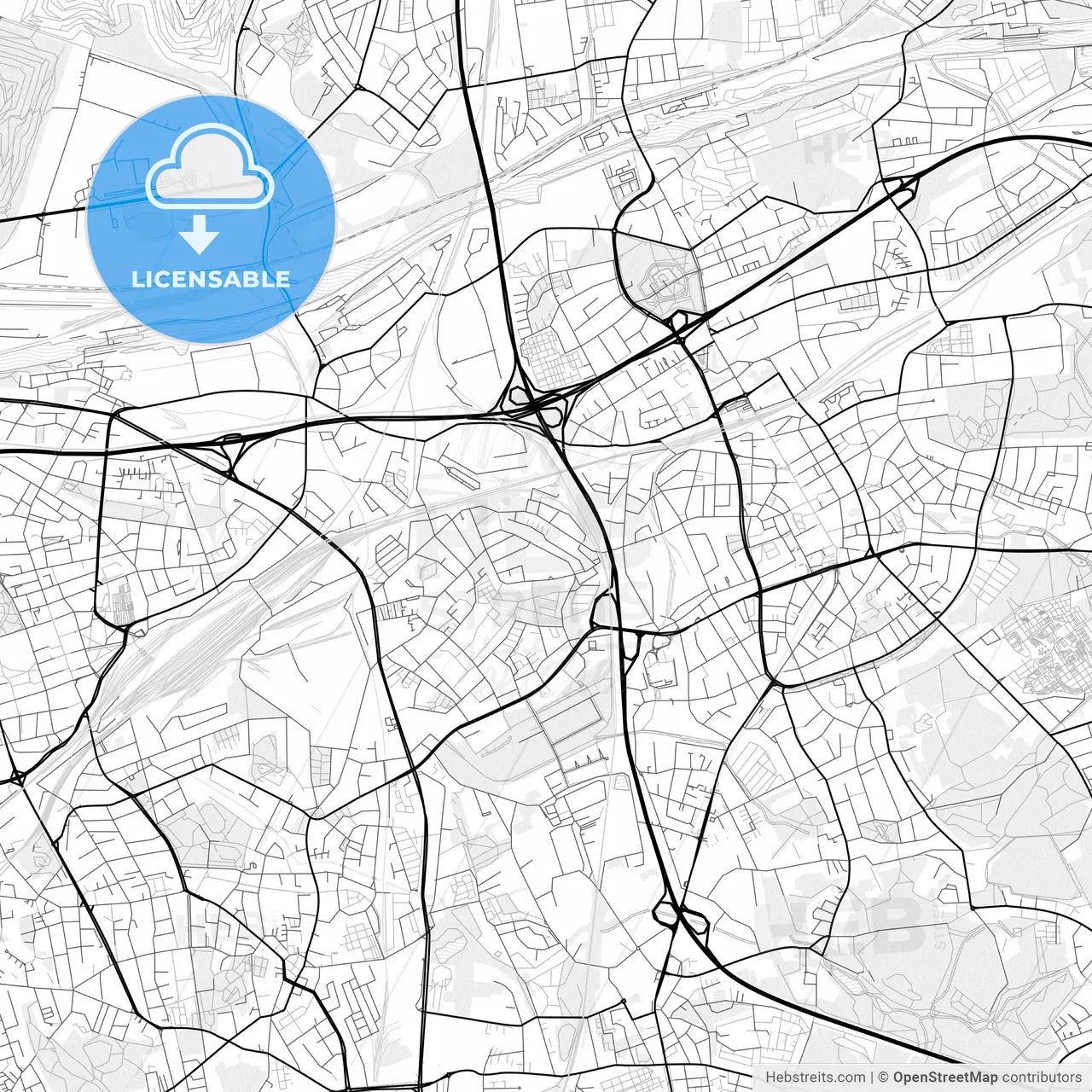 Vector PDF map of Herne, Germany