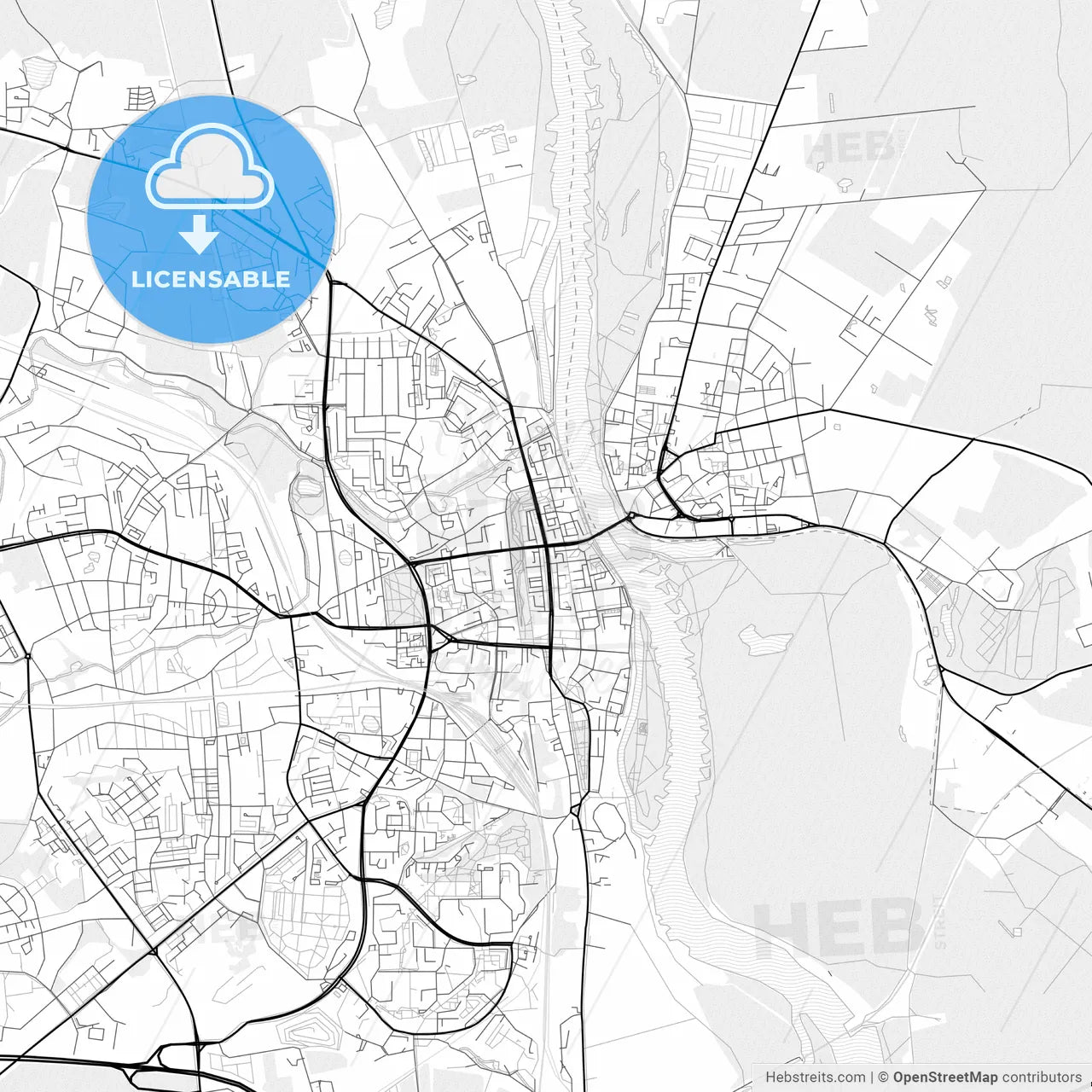 Vector PDF map of Frankfurt (Oder), Germany
