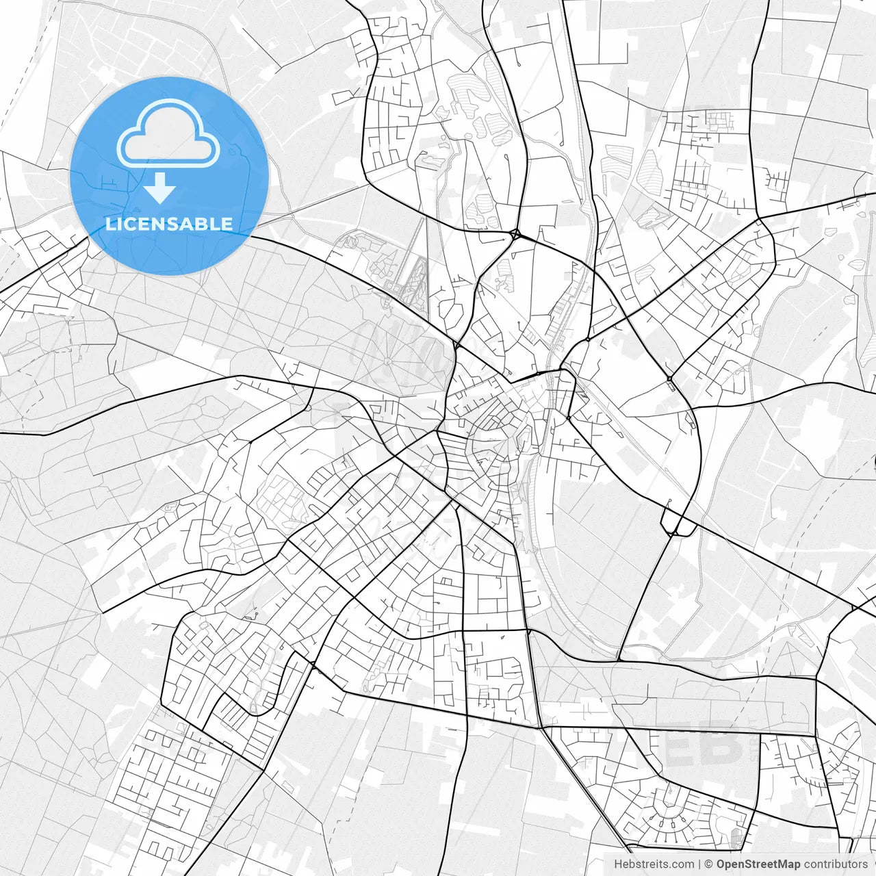 Vector PDF map of Kleve, Germany
