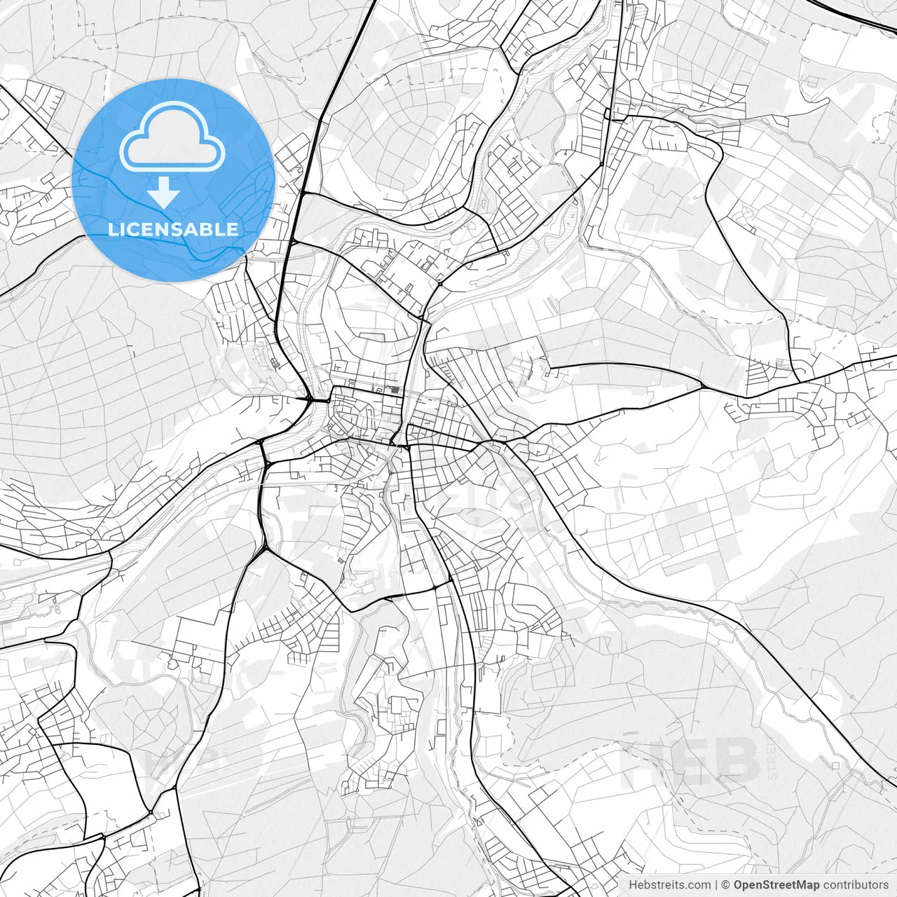 Vector PDF map of Nurtingen, Germany