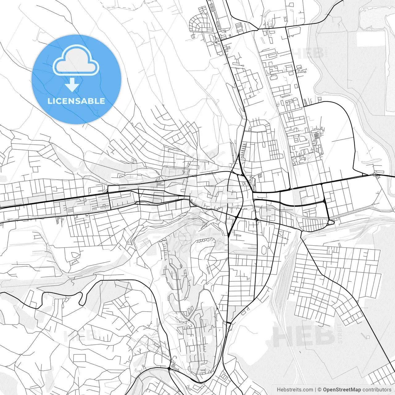 Vector PDF map of Miskolc, Hungary