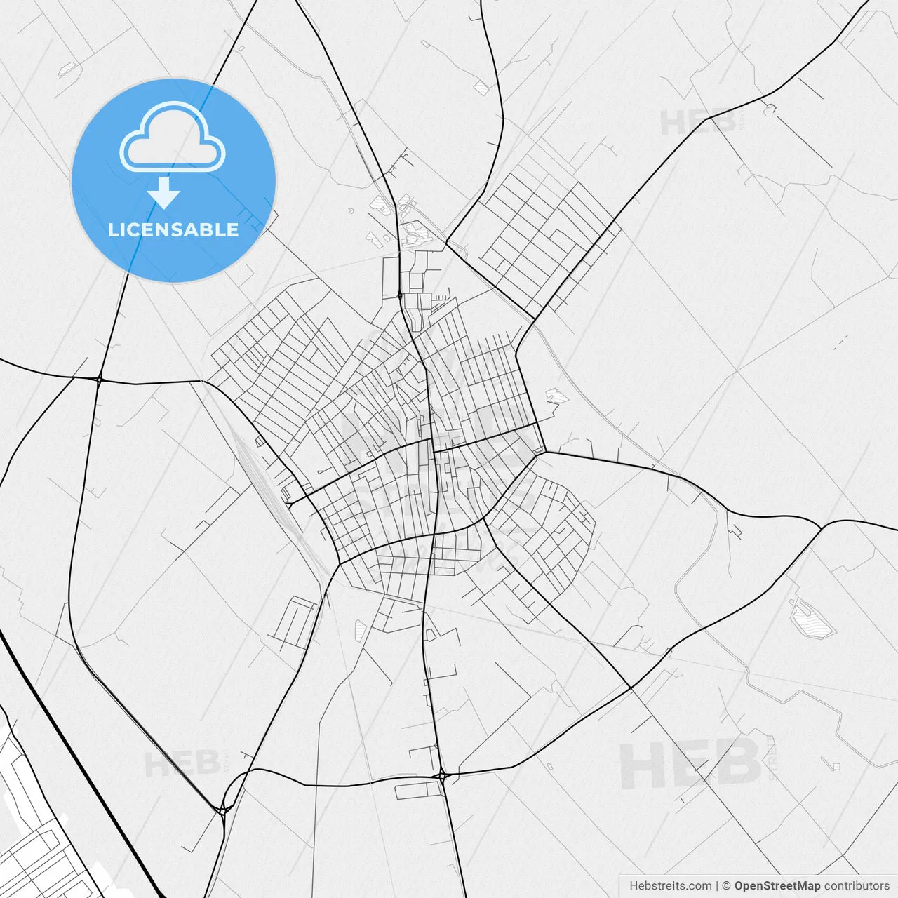 Vector PDF map of Kiskunfélegyháza, Hungary