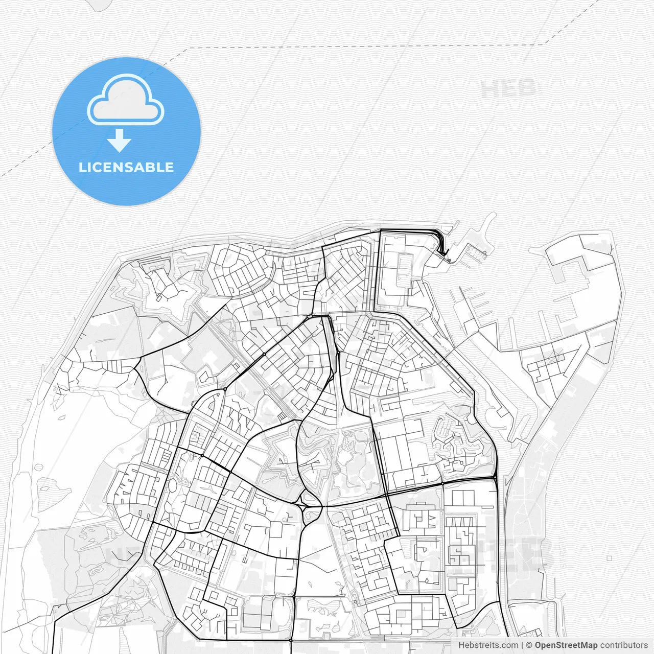 Vector PDF map of Den Helder, Netherlands