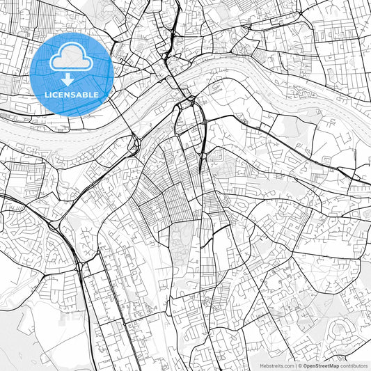 Vector PDF map of Gateshead, England