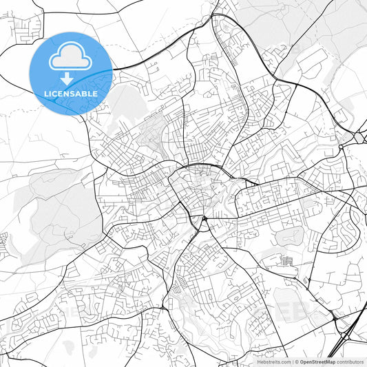 Vector PDF map of Blackburn, England