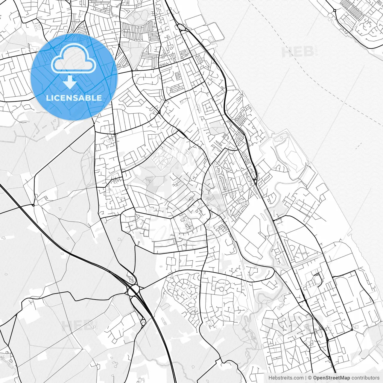 Vector PDF map of Bebington, England