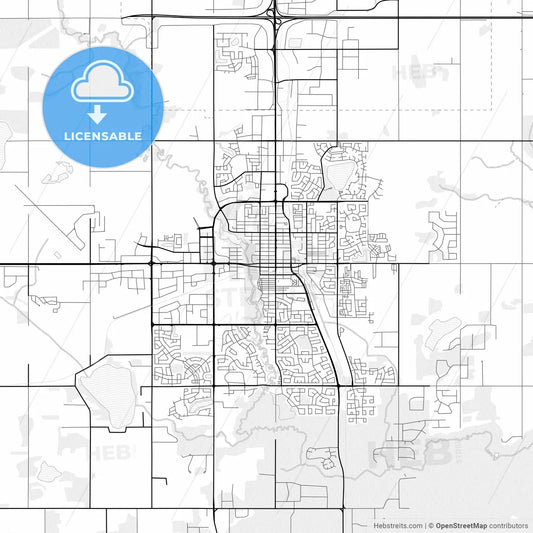 Vector PDF map of Grande Prairie, Canada