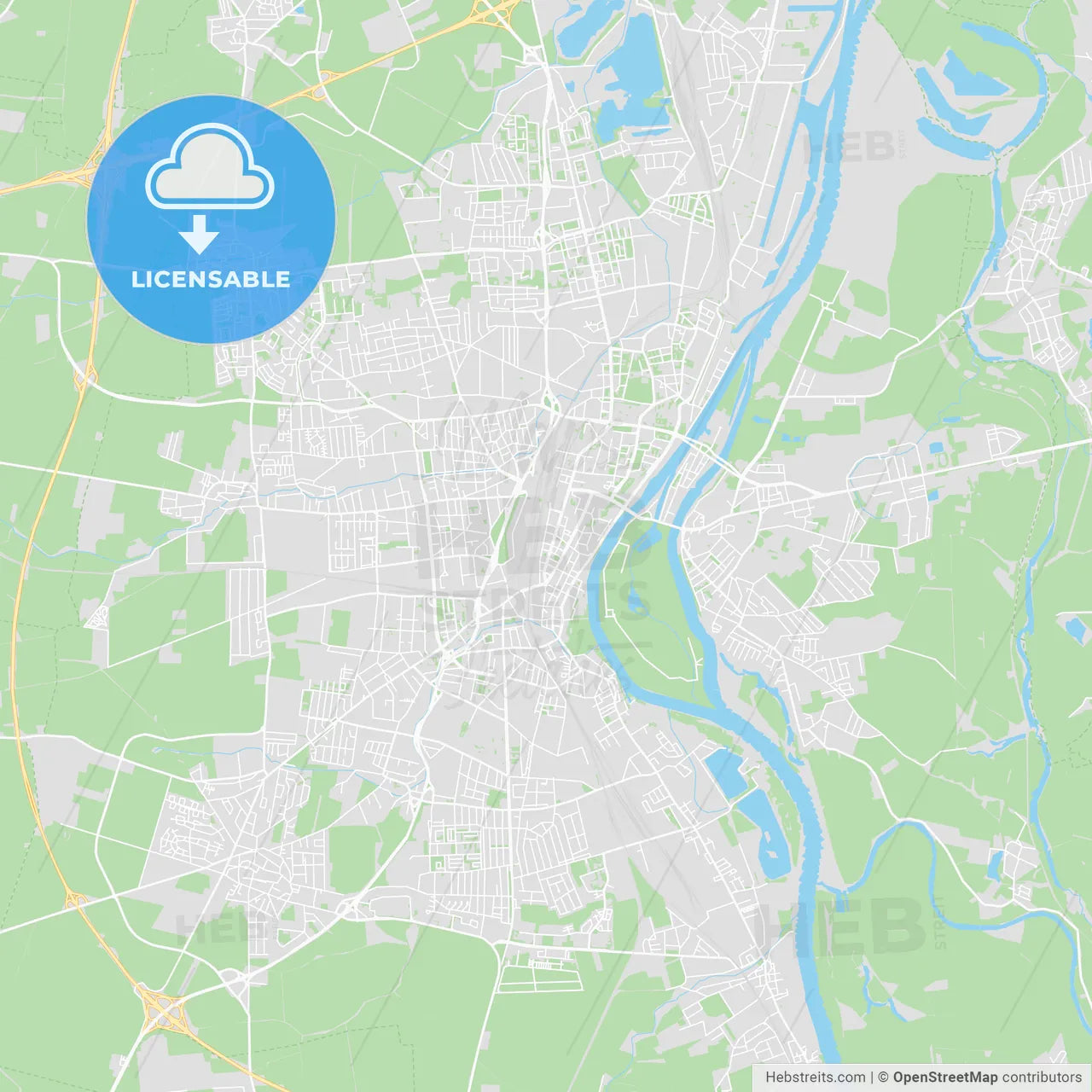 Magdeburg, Germany printable street map