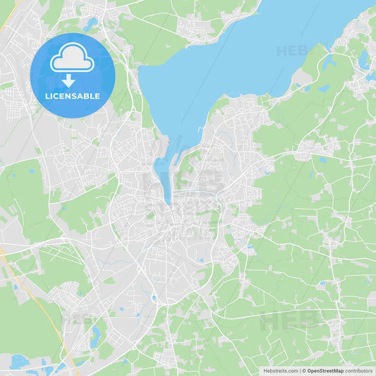 Flensburg, Germany printable street map