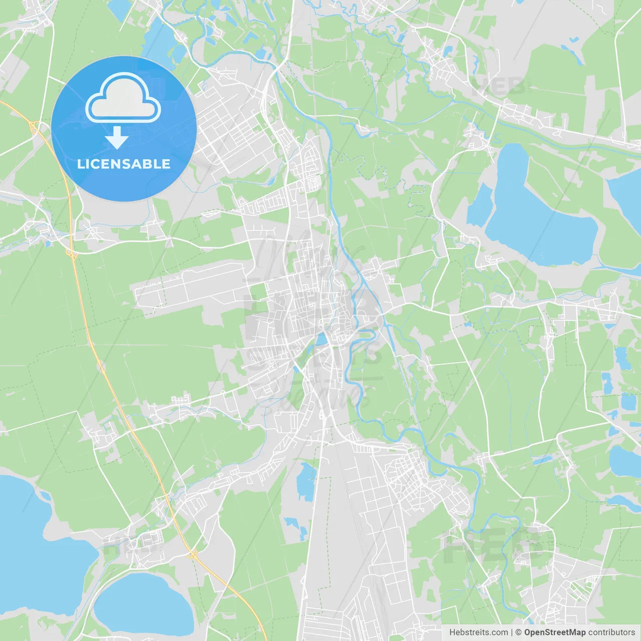 Merseburg, Germany printable street map