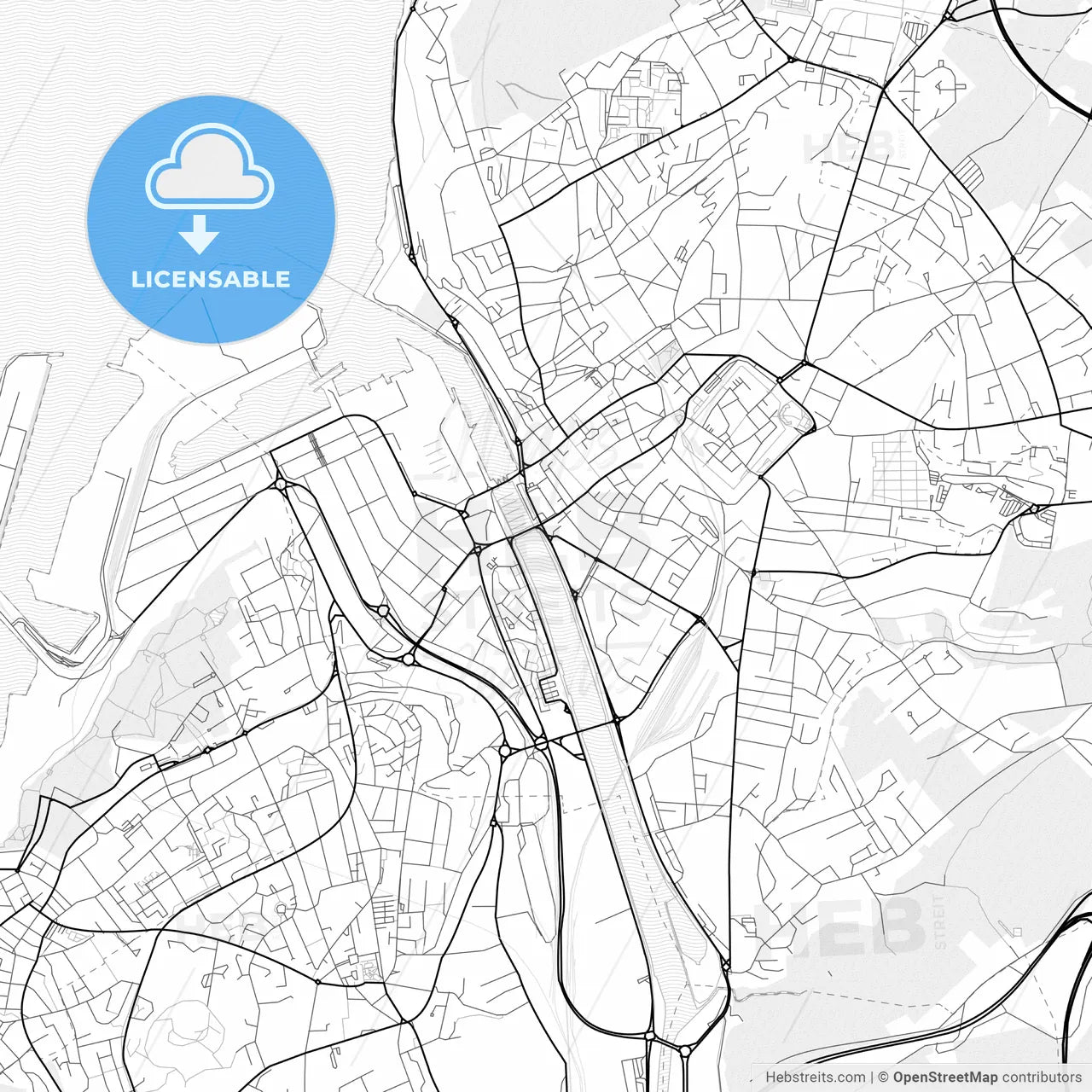 Vector PDF map of Boulogne-sur-Mer, France