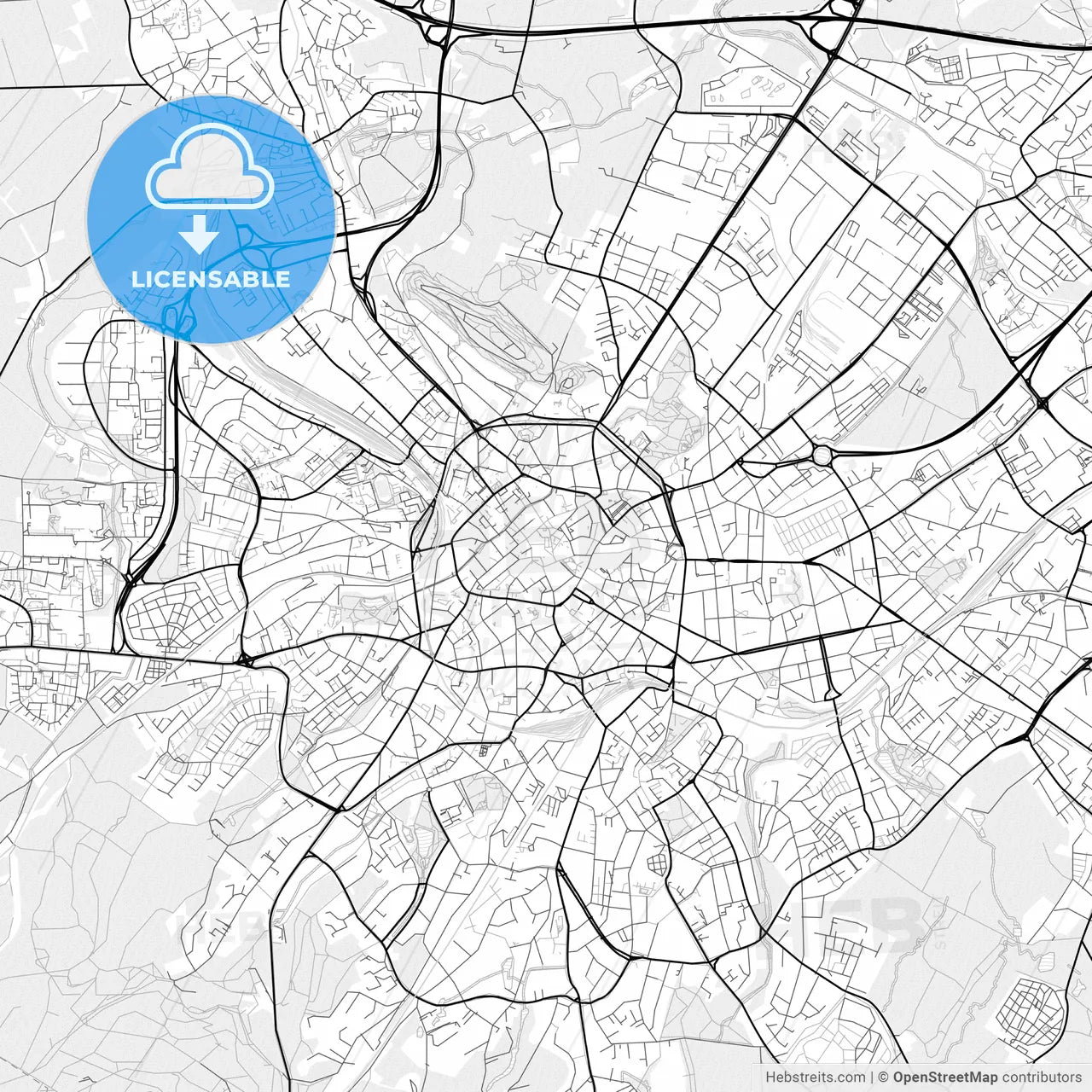 Vector PDF map of Aachen, Germany