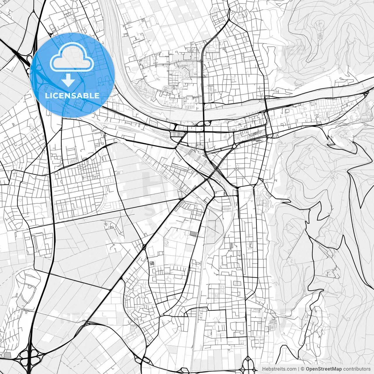 Vector PDF map of Heidelberg, Germany