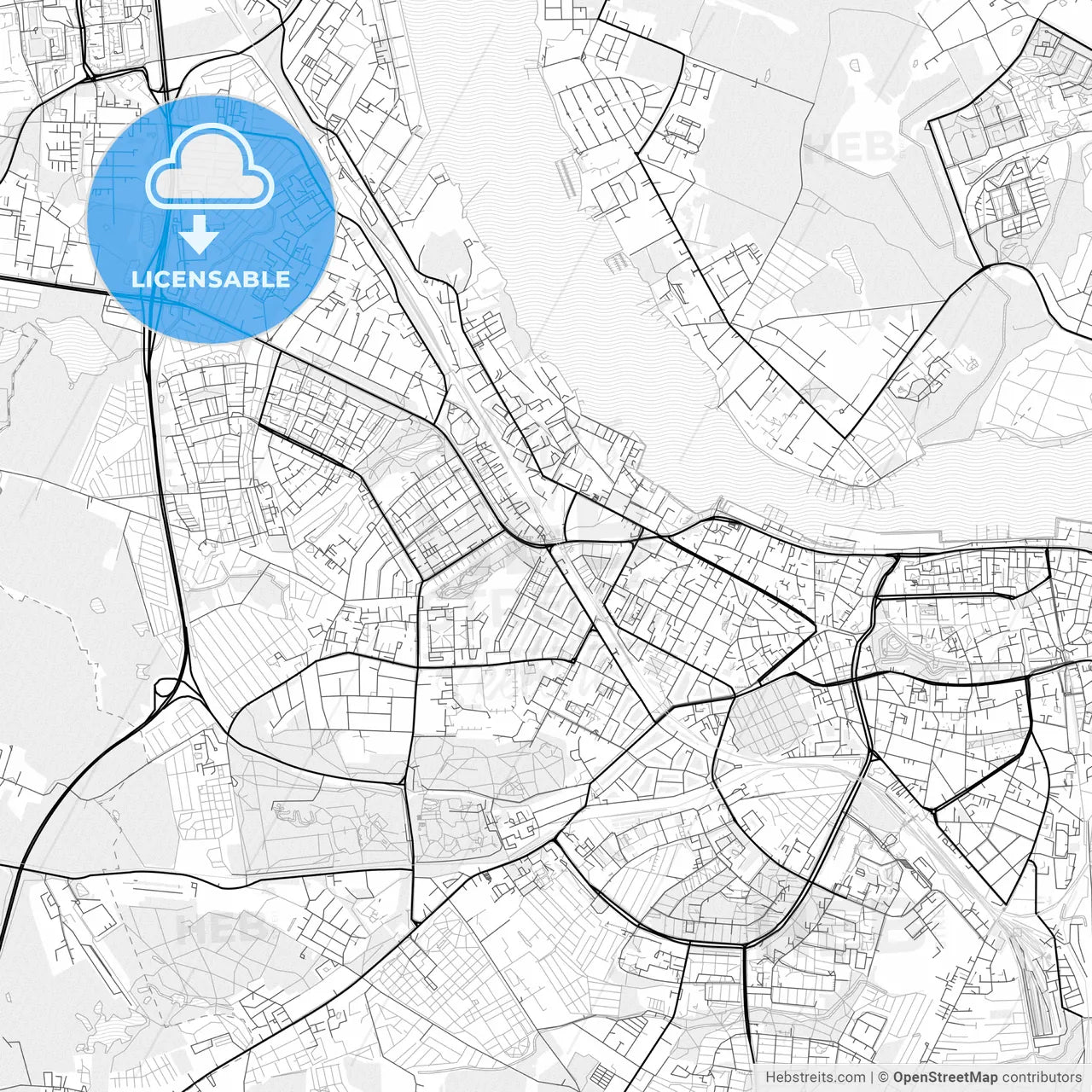 Vector PDF map of Rostock, Germany
