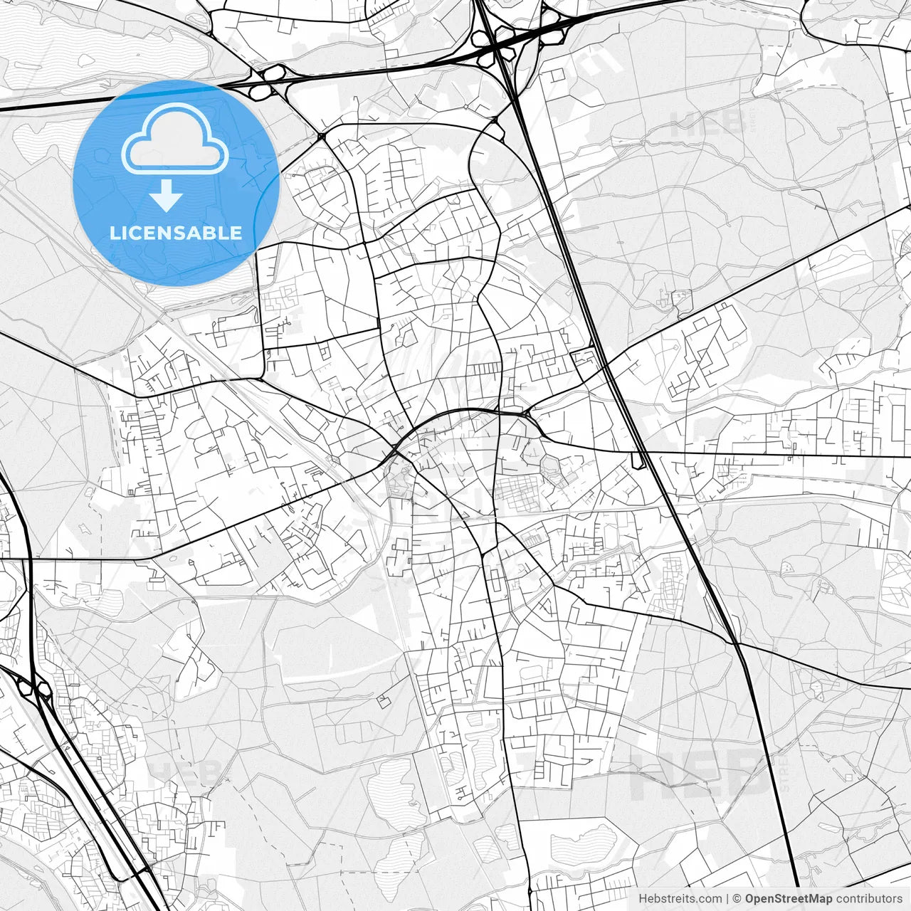 Vector PDF map of Hilden, Germany