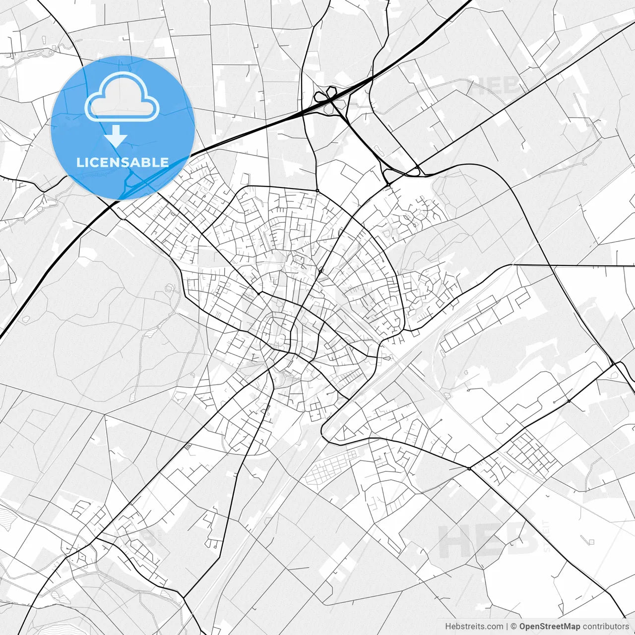 Vector PDF map of Dulmen, Germany