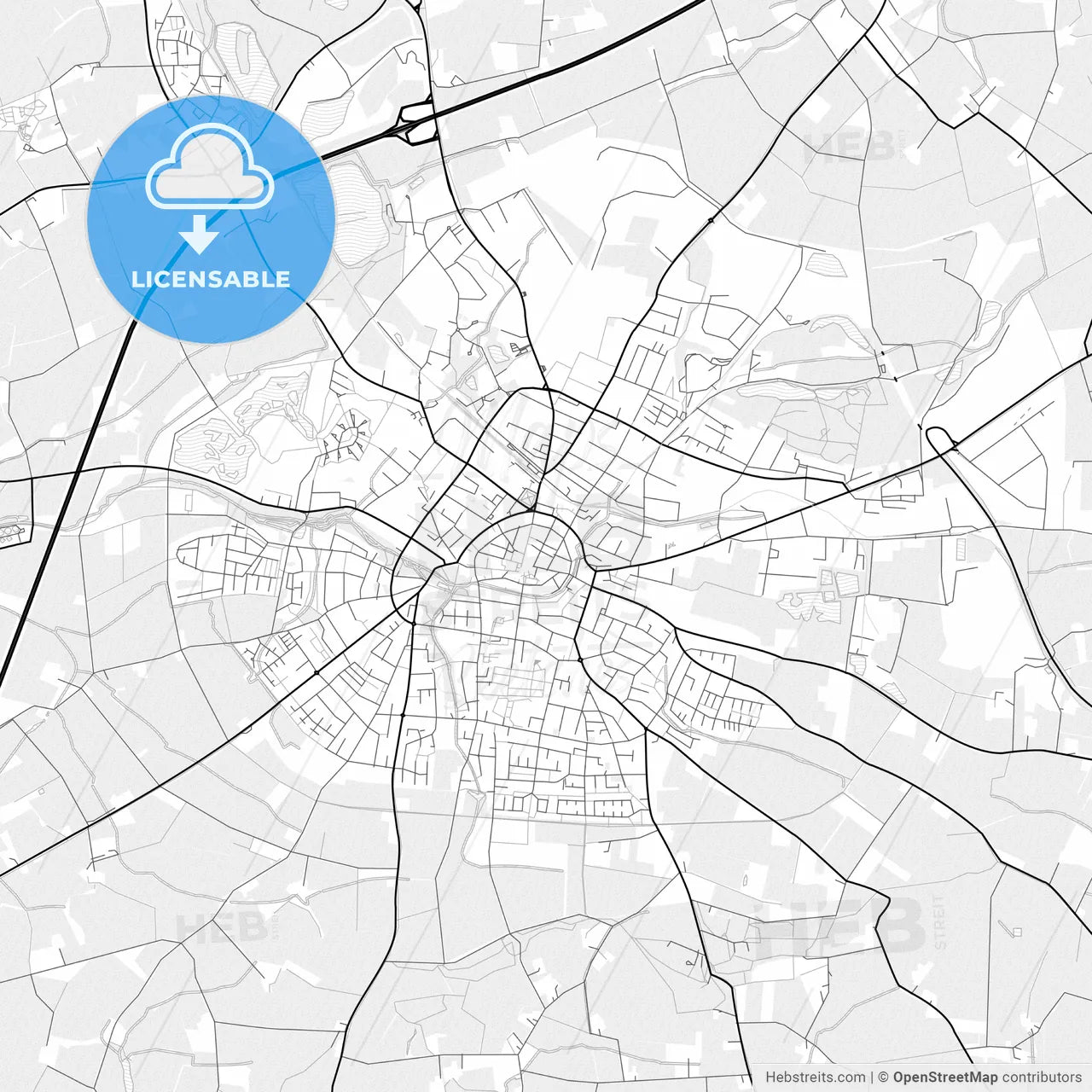 Vector PDF map of Beckum, Germany