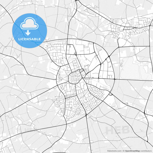 Vector PDF map of Kempen, Germany