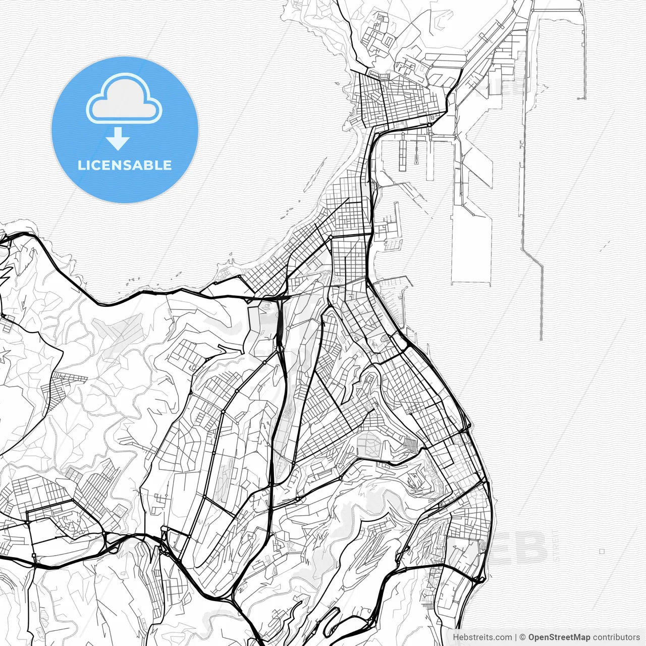 Vector PDF map of Las Palmas de Gran Canaria, Spain
