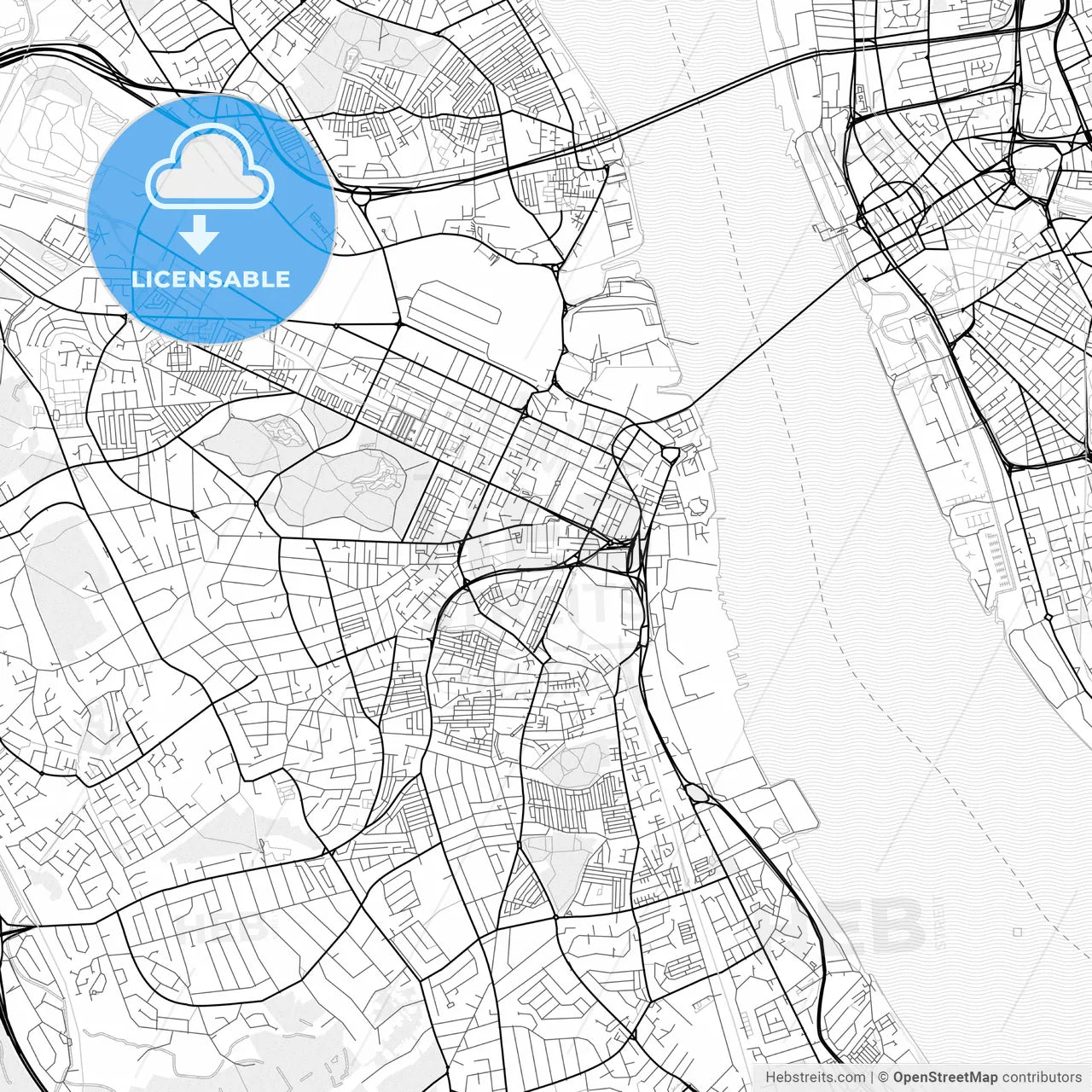 Vector PDF map of Birkenhead, England