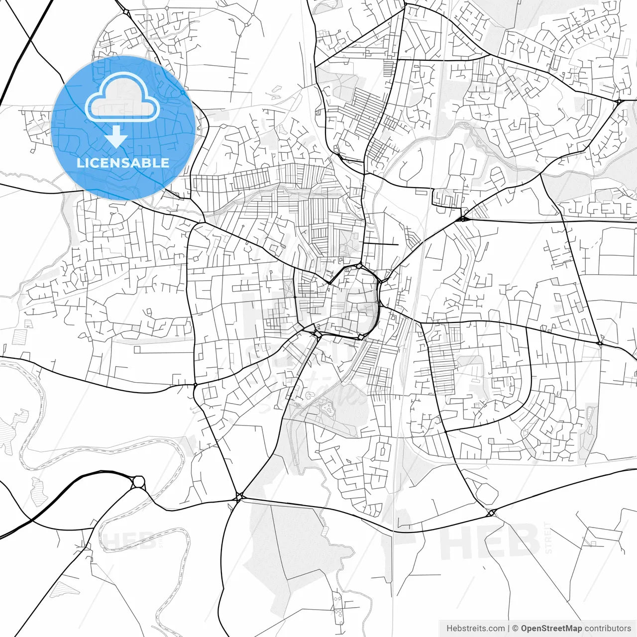 Vector PDF map of Darlington, England
