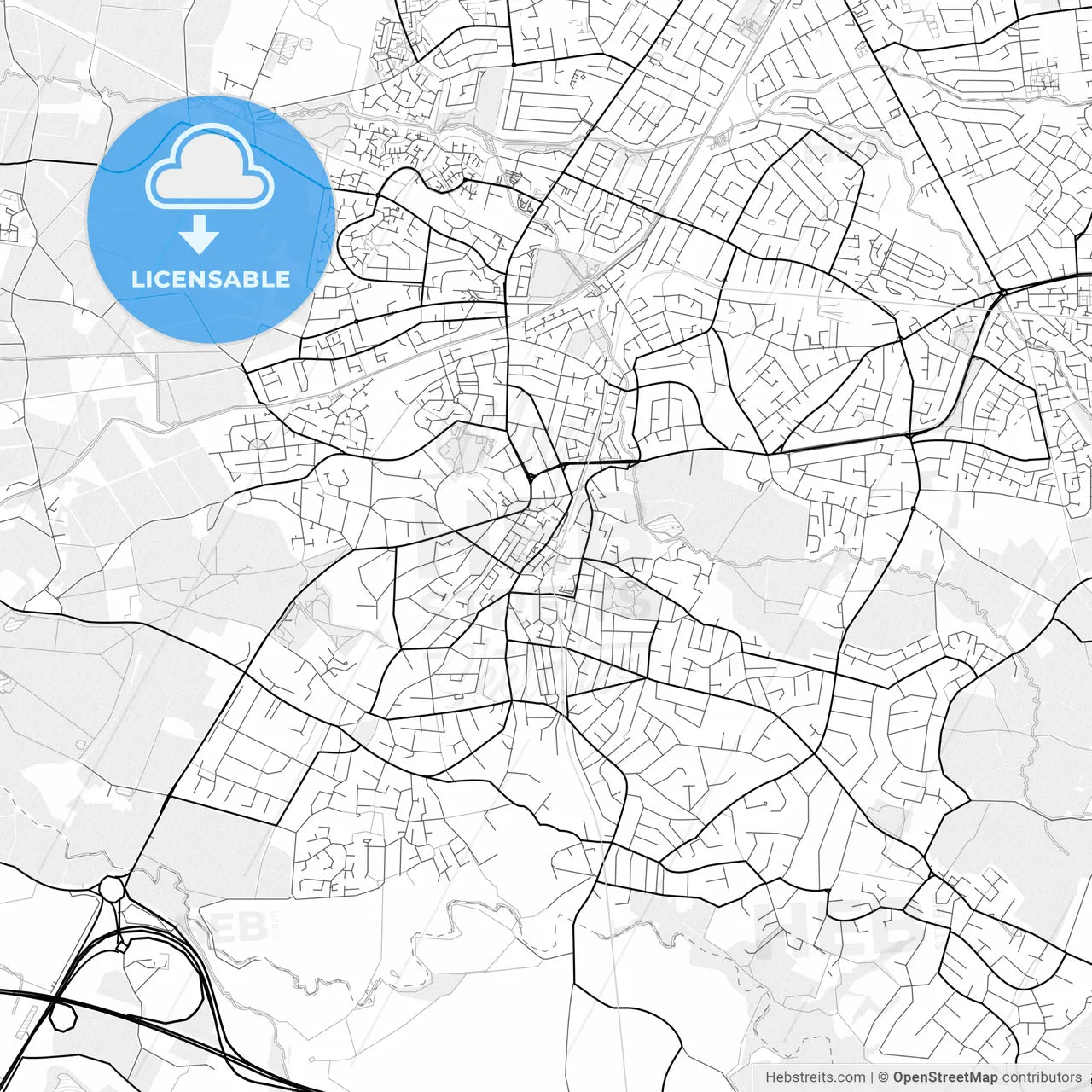 Vector PDF map of Altrincham, England