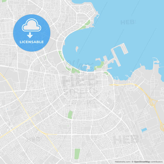 Printable map of Doha, Qatar