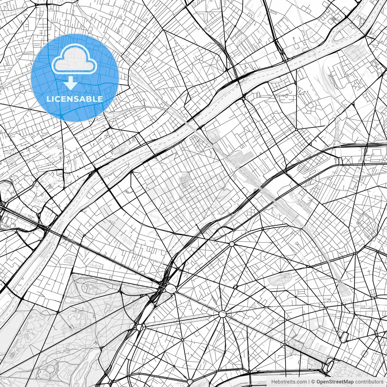 Vector PDF map of Levallois-Perret, France
