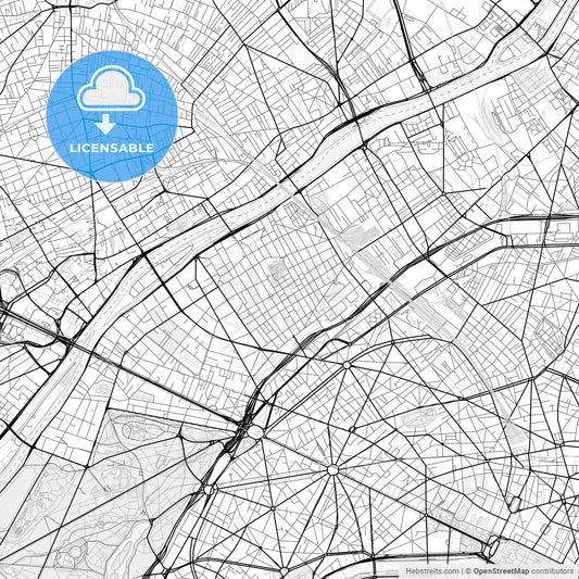 Vector PDF map of Levallois-Perret, France