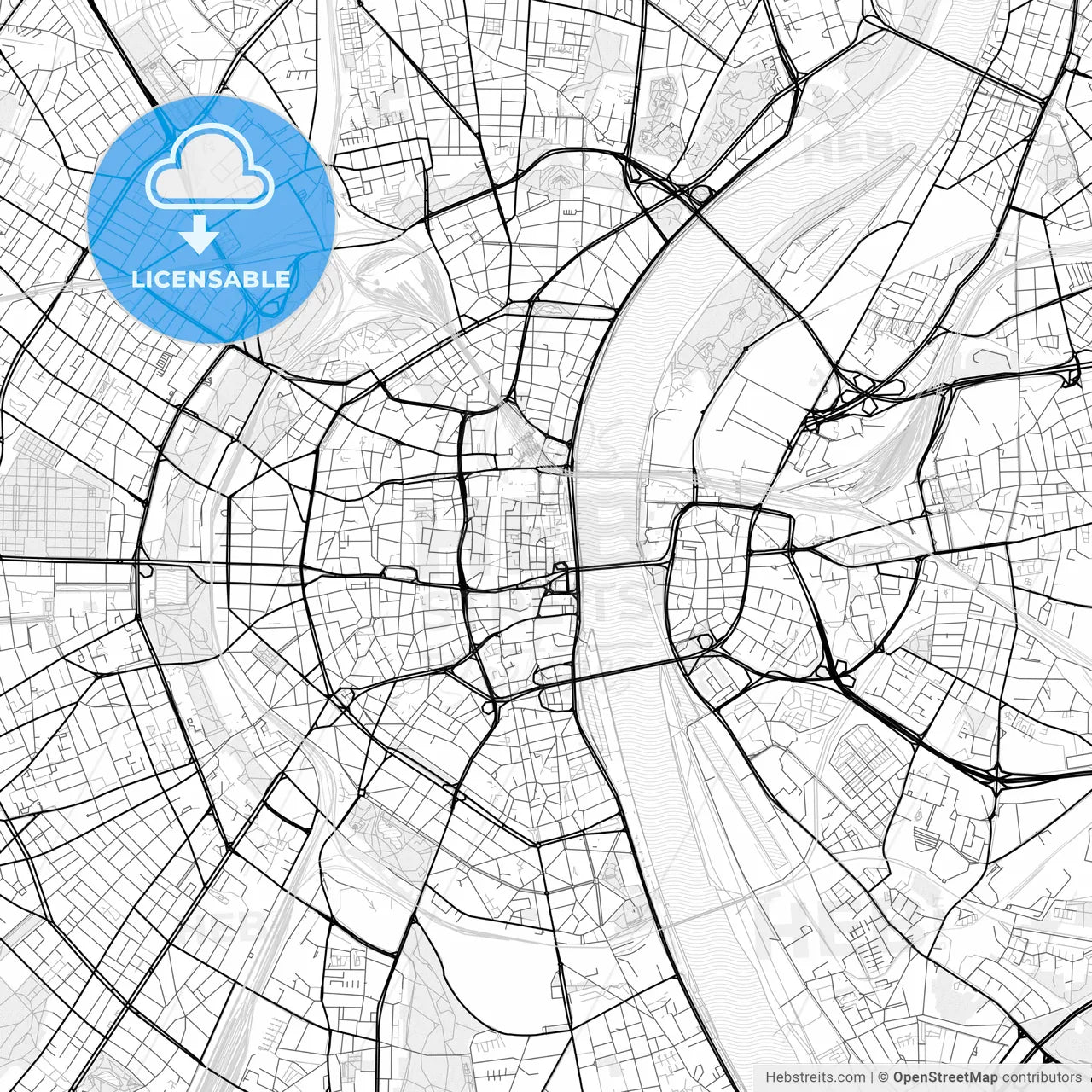 Vector PDF map of Cologne, Germany