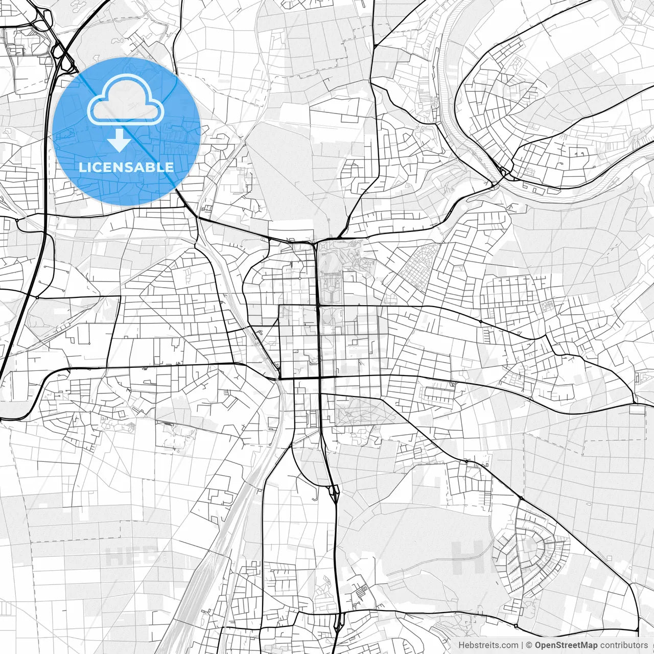 Vector PDF map of Ludwigsburg, Germany