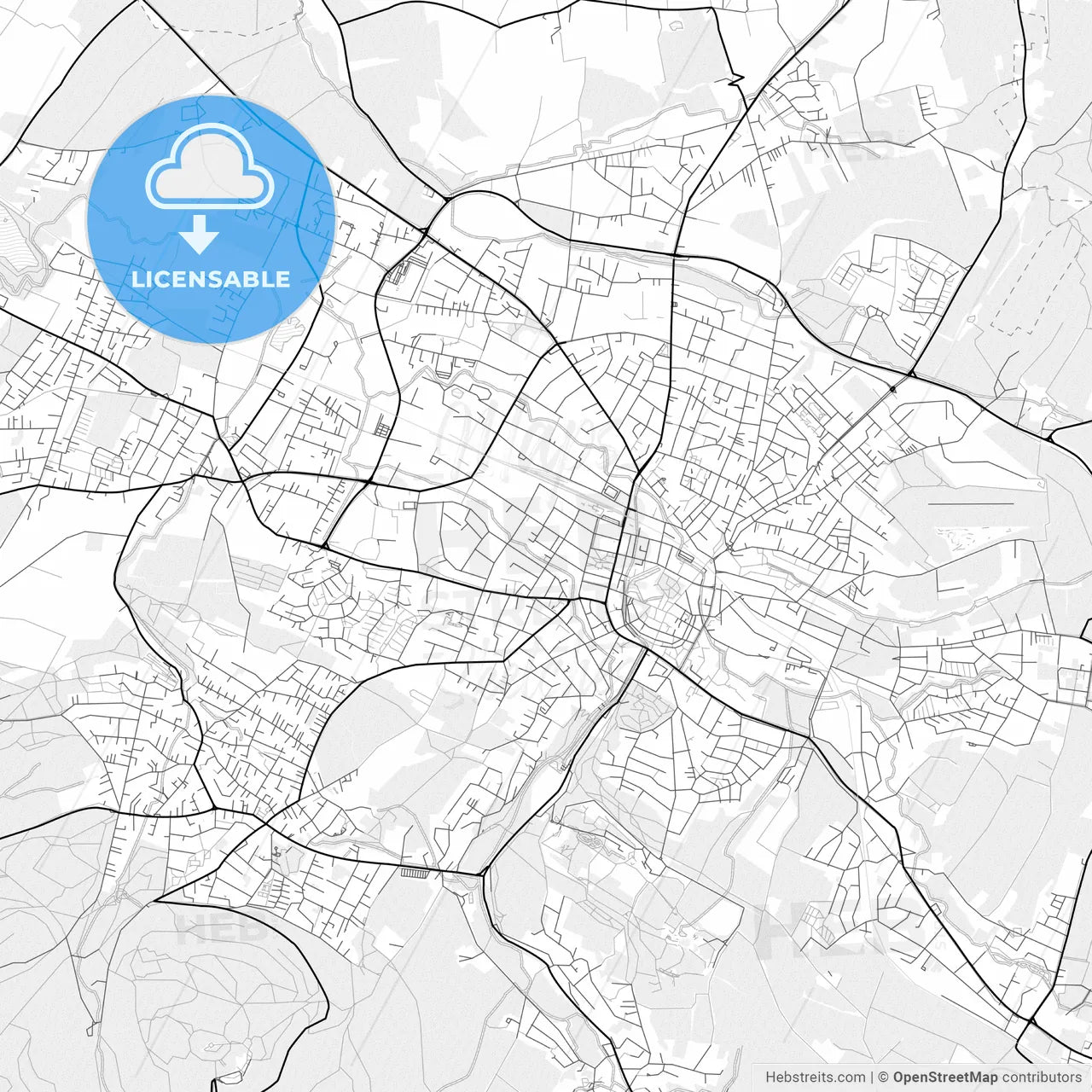 Vector PDF map of Detmold, Germany