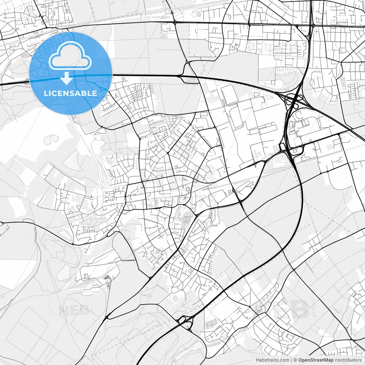 Vector PDF map of Frechen, Germany