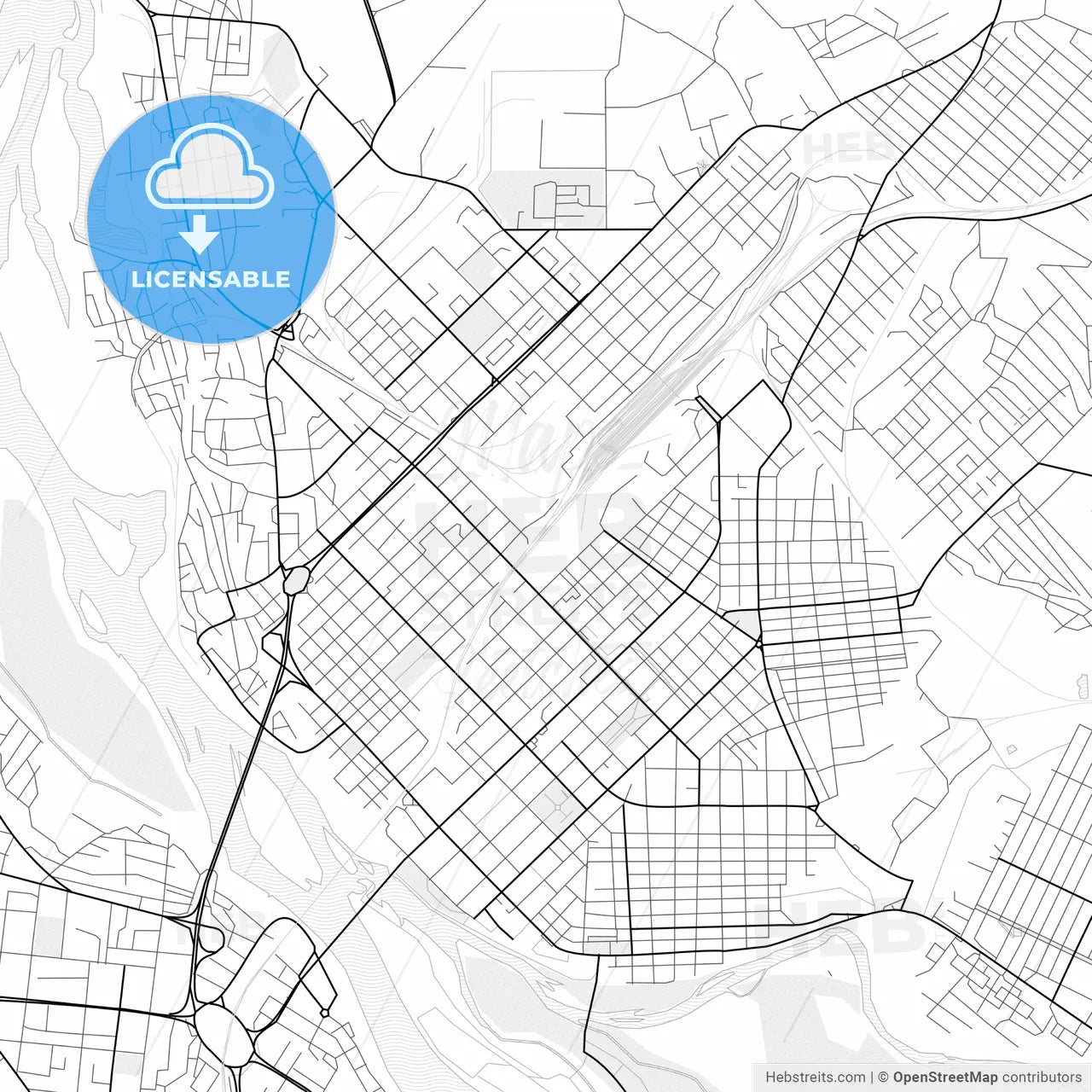 Vector PDF map of Semey, Kazakhstan