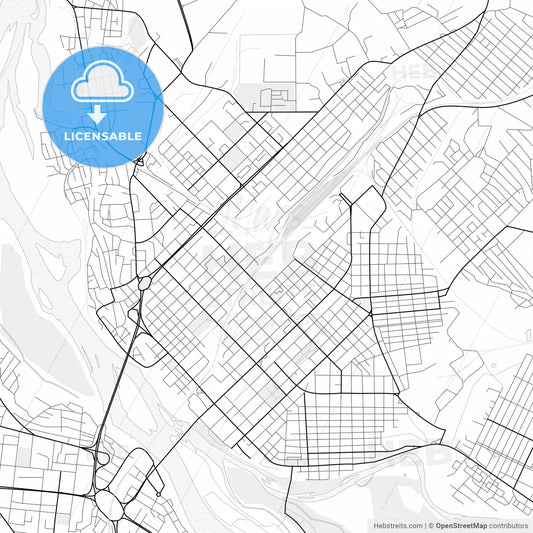 Vector PDF map of Semey, Kazakhstan