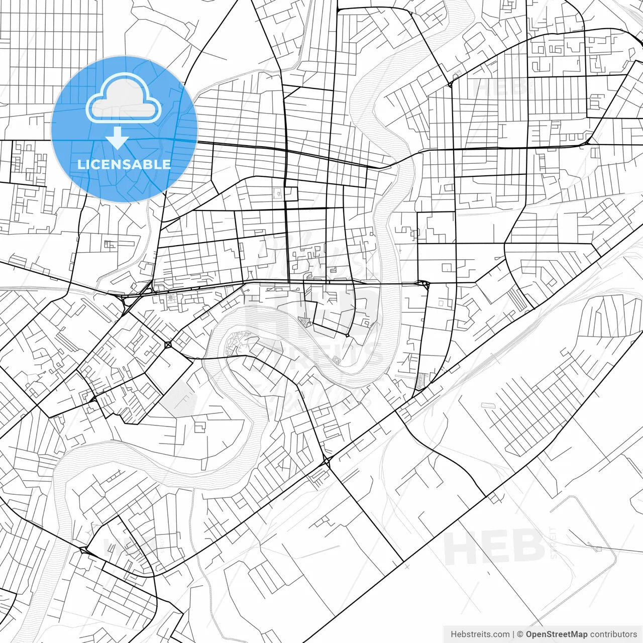 Vector PDF map of Atyrau, Kazakhstan