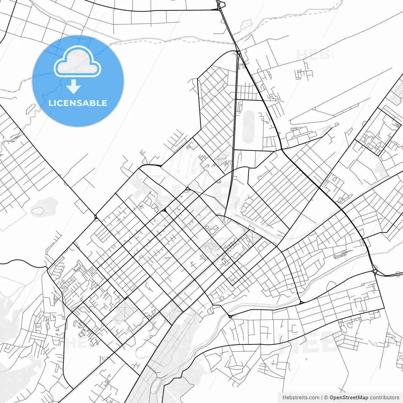 Vector PDF map of Nalchik, Russia